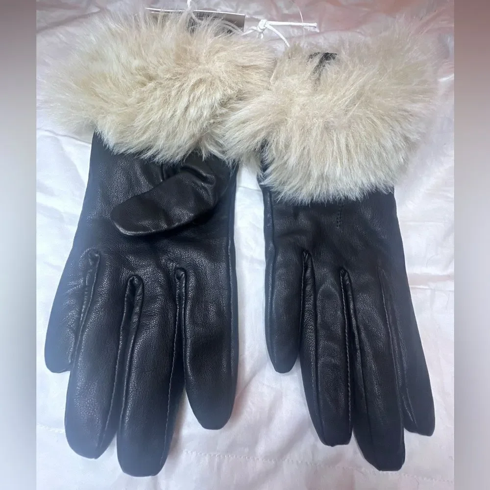 & Other Stories Faux Fur Leather Gloves Size Small